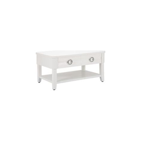 Table basse brillante avec tiroirs et étagère design (1/5)