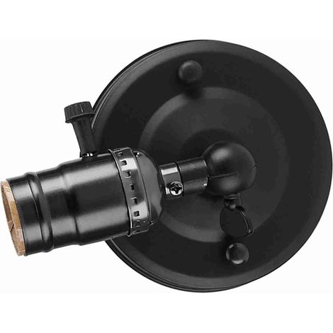 Applique murale vintage avec douille E27 et interrupteur pour usage domestique et décoration, 220 V, noire. (1/5)