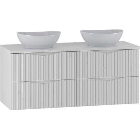 Doppelwaschtisch 120cm Tao mit 4 Schubladen, Weiß (1/5)