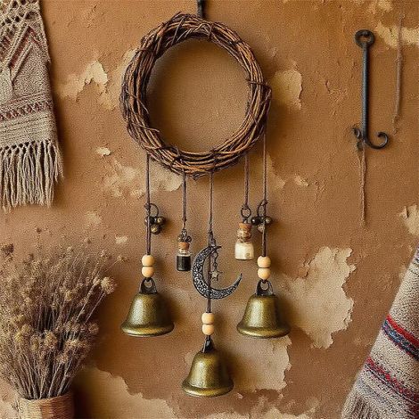 Hexen-Glockenspiel aus Naturrattan im Vintage-Design für Veranda und Innenbereich (1/3)