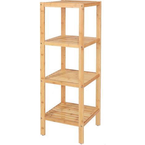 Étagère en Bambou à 4 Niveaux, 33 x 33 x 98 cm, Naturelle (1/5)