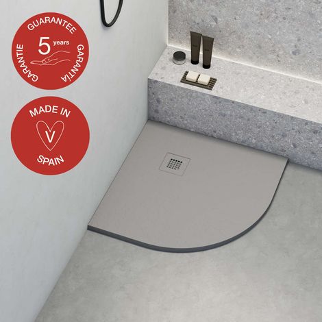Receveur de douche Poalgi, extraplat, semi-circulaire, gris humo, L.90 x l.90 cm, finition ardoise, série Hos's