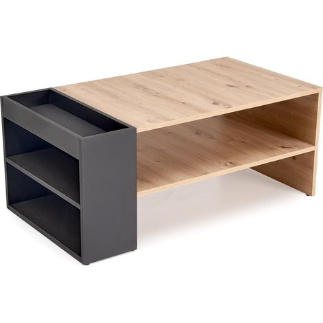 Mesa de centro Houston 1946, Negro + Roble Artisan, 42x55x100cm, Diámetro: 0, Aglomerado laminado, Angular (1/5)