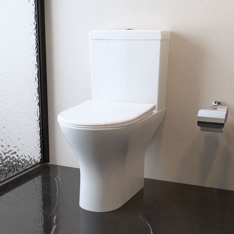 Acezanble Bathroom Soft Close Seat Round Ceramic Toilet Close Cloupled WC White Dual Flush Cister