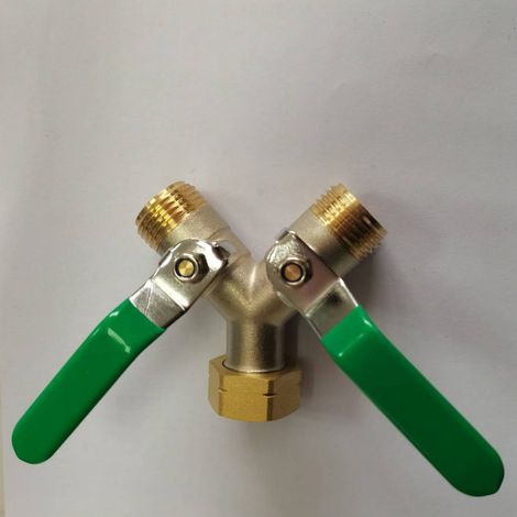 Y-type high-flow two-way ball valve brass hose splitter garden hose splitter (splits one into two) (1/5)