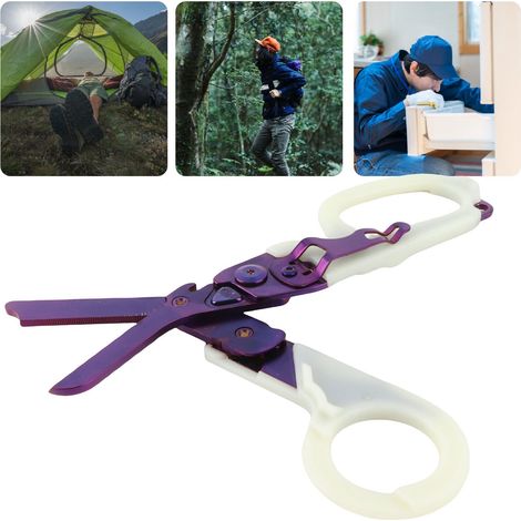 Notfall-Klapp-Drahtschneider mit Eisbrecher und violettem Leuchtgriff (1/5)