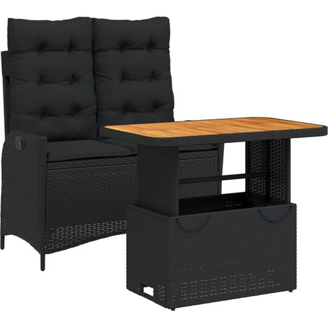 Maison Exclusive - 2-tlg. Garten-Essgruppe mit Kissen Schwarz Pol