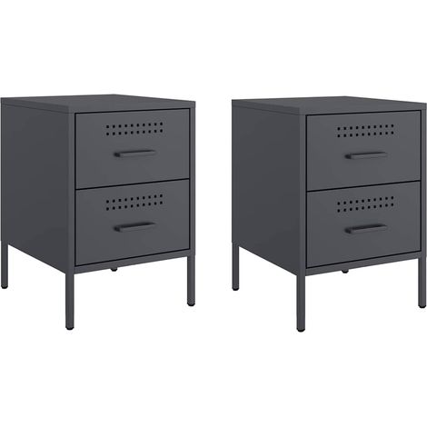 Maison Exclusive - Tables de chevet 2 pcs anthracite 36x39x50,5 cm acier