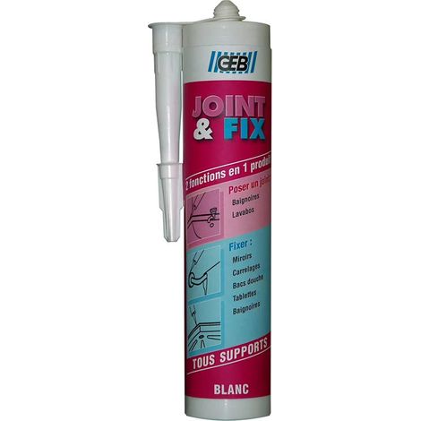 GEB JOINT & Fix cartucho de masilla de pol铆mero MS blanco de 280 ml para estanqueidad sanitaria y fijaci贸n