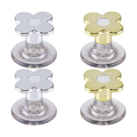 Or et Argent, 4 boutons poussoir de chasse d’eau en forme de fleur en plastique pour réservoir de toilette, outil de levage du couvercle de siège de toilette (1/4)