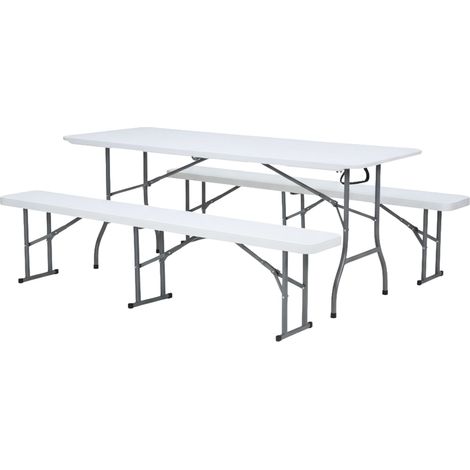 Axi Elba Ensemble De Table De Brasserie Pliable Avec Deux Bancs, Plastique Hdpe  Pour Le Jardin, Le Balcon Ou Le Camping  : 180 X 74 X 75 Cm