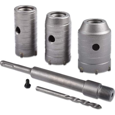 Lochsägen-Bohrer, Ø 30 mm, 40 mm, 50 mm Lochsägen-Set, Betonbohrer, 350 mm SDS Plus-Verlängerungsstange, Hartmetallspitze, Lochsäge für Ziegel, Stein, Beton, Zement (runder Griff) (1/5)