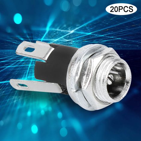 20 Stück DC-Netzteil-Buchsen (weiblich) mit 5,5 x 2,1 mm Gewindemutter, Einbaustecker DC025M (1/5)