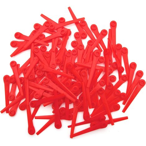 Lot de 100 lames de rechange en plastique pour tondeuse à gazon Gardena 9823 9825 Rouge 70 mm (1/5)
