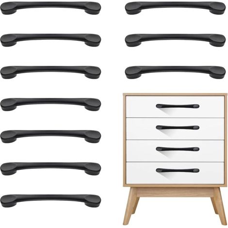 Poignee de Meuble Cuisine, Poignée Meuble, 10 Pièces Métal Noir Poignet de Porte Cuisine Antirouille pour Placards Tiroir Porte (Distance des Trous de 96mm)