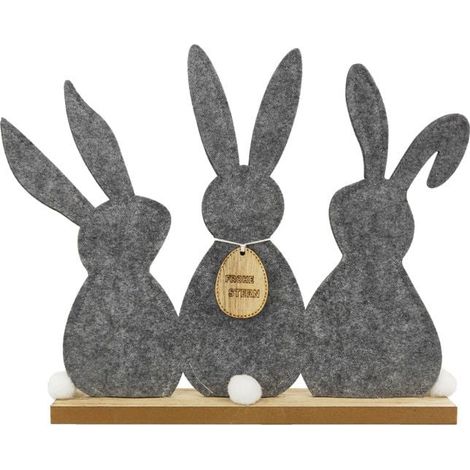 TrendLine Deko Hasen Aufsteller Filz 38 x 31 cm grau Figur (1/2)