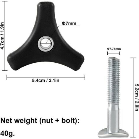 QORVA-Lot de 2 boulons et écrous pour poignée de tondeuse à gazon, kit de vis de fixation pour poignée triangulaire de remplacement pour tondeuses à gazon Honda et autres tondeuses à gazon