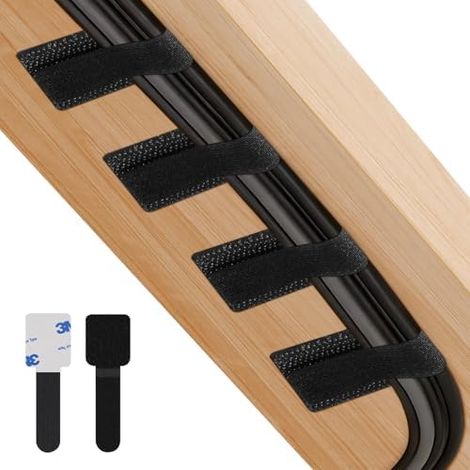 Câble Management sous Bureau, 90 30mm Réglable Cache-Fil Auto-agrippant, 50 Pcs Réutilisable Organisateur pour Gestion de PC,TV,DVD etc. - (1/5)