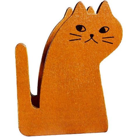 Dévidoir de ruban adhésif en forme de chat, coupe-ruban adorable, distributeur de ruban adhésif en bois style rétro-8.7X6CM-Brown (1/3)