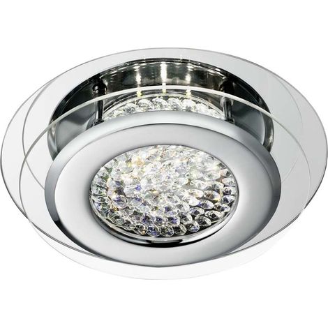 Searchlight Vesta - Plafoniera LED tonda a filo cromata con centro in cristallo (1/3)