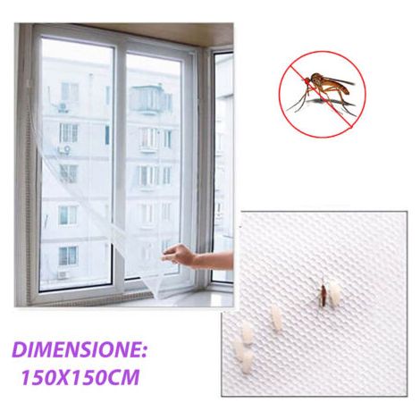 MOUSTIQUAIRE POUR FENÊTRE RIDEAU ADHÉSIF ANTI-MOUSTIQUES TISSU INSECTE BLANC 150X150CM (1/4)