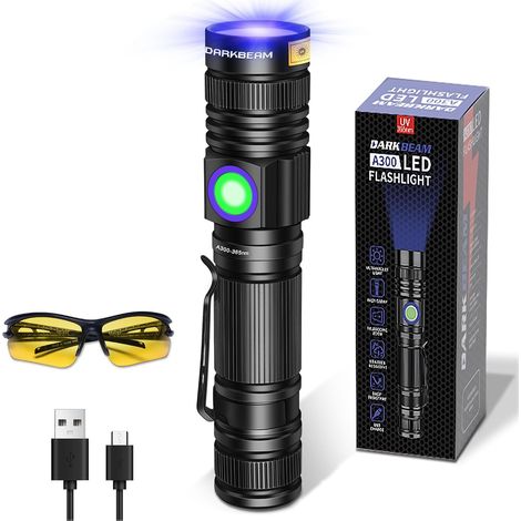 Lampe de poche UV - 365 nm - Rechargeable par USB - Led - Pour durcissement de la résine, ambre, détecteurs d'urine (1/5)