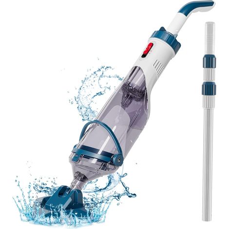 Aspirateur de Piscine sans Fil, 60 mins de Autonomie, Longueur Extensible à 222cm, 4 Filtres, Débit d’Aspiration Jusqu’à 4200 L/H, Nettoyeur Électrique pour Piscines Hors-Sol/Spas, Bleu (1/5)