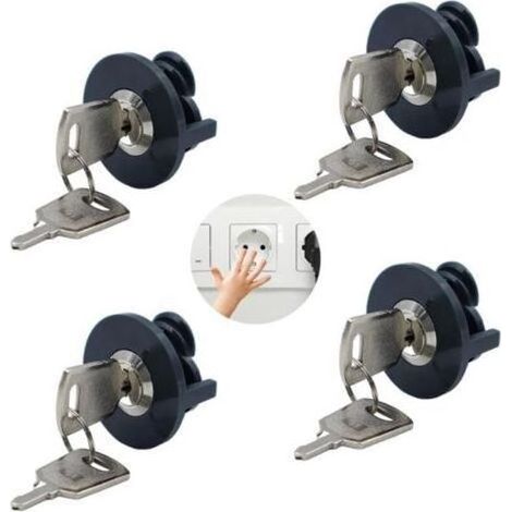 4 Pack Cache Prise Bébé Verrous de Prise Enfants Verrouillables pour Protection Prise Courant Électrique Protection contre le Contact des Bébé et des Animaux avec des Appareils Électriques, avec Clé (1/5)