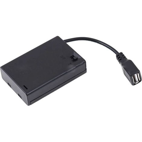 Estuche para 3 pilas AA con interruptor y conector USB. (1/4)