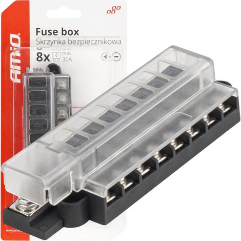 Boîte à fusibles avec connecteurs à vis, 8 prises, amio-03837 (1/5)