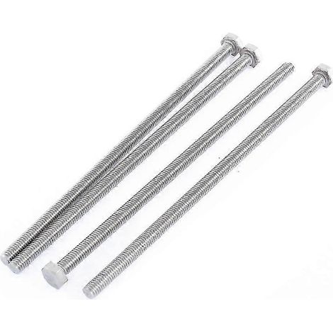 Lot de 4 vis à tête hexagonale en acier inoxydable M6x150 mm, entièrement filetées, métriques, DIN 933, classe A2-70, vis à métaux (1/5)