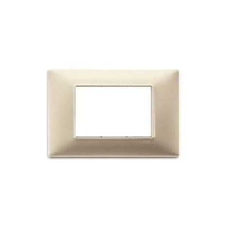 Vimar plana placca 3 moduli tecnopolimero colore  champagne opaco 14653.22