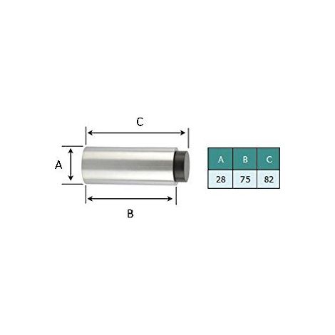 EVI Herrajes i-198/75-B-arrêt pared-manilla, finition mate acier inoxydable gomme de couleur blanc