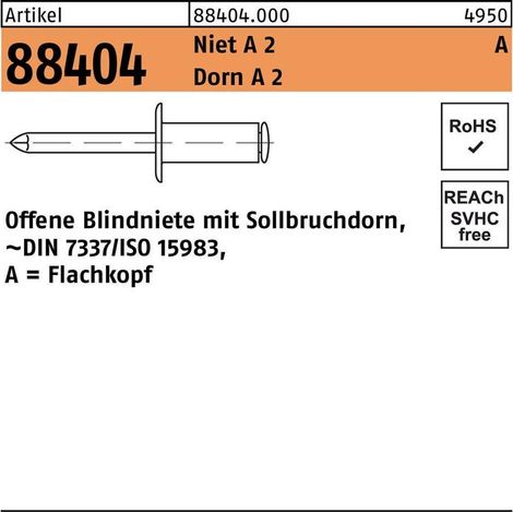 Blindniete R 88404 FLAKO 3,2x 8 Niet A 2/Dorn A 2 500 Stück