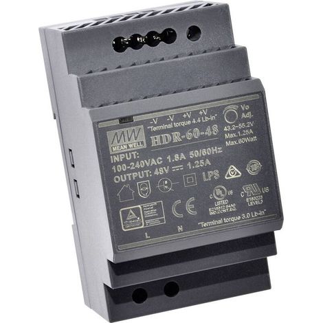 [GEBRAUCHT] B-Ware Mean Well Hutschienen-Netzteil HDR-60-12 12V DC 4.5A 54W Stromversorgung 1x (1/2)