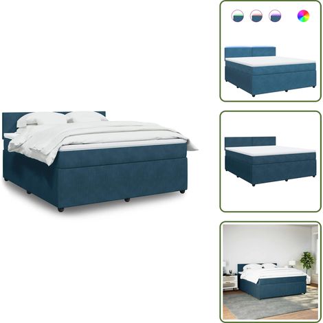 Boxspringbett mit Matratze Blau 180x200 cm Samt - Boxspringbett - Boxspringbetten - Bett - Schlafzimmermöbel (1/5)