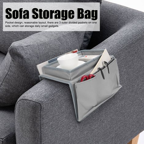 Sofa-Organizer mit Getränkehaltern – 4 Fächer für Fernbedienung, Handy, Snacks – wasserdichtes Oxford-Gewebe, 30 cm (1/5)