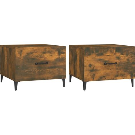 Maison Exclusive - Couchtische mit Metallbeinen 2 Stk. Räuchereic