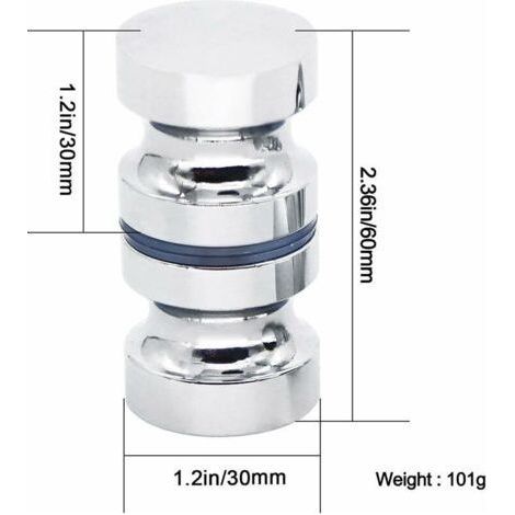 Set mit 2 runden, 30 mm großen, einander gegenüberliegenden Duschtürgriffen – Ersatzgriffe für Duschschränke und Schiebetüren im Badezimmer, verchromt (1/2)