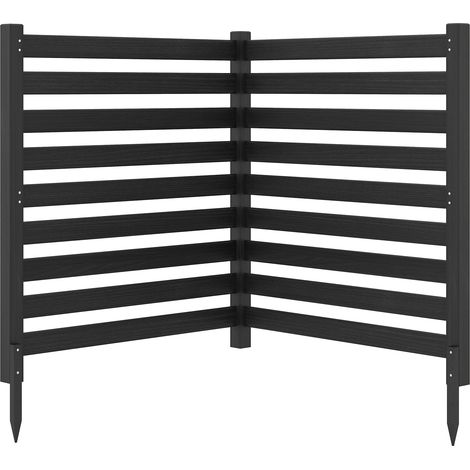 Clôture Jardin 2 Panneaux, Barriere Jardin à Lattes Modulable en Bois de Sapin avec Piquets, pour Poubelle, Climatiseur, 99x99x107CM, Noir (1/5)