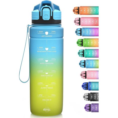 Trinkflasche Kinder Auslaufsicher BPAfrei 32oz-blueyellow 1000 ml (1/5)
