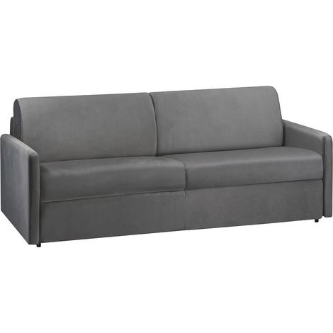 Divano letto 4 posti express in velluto grigio antracite con seduta memory foam - Letto 160 cm - Materasso 14 cm - CALIFE