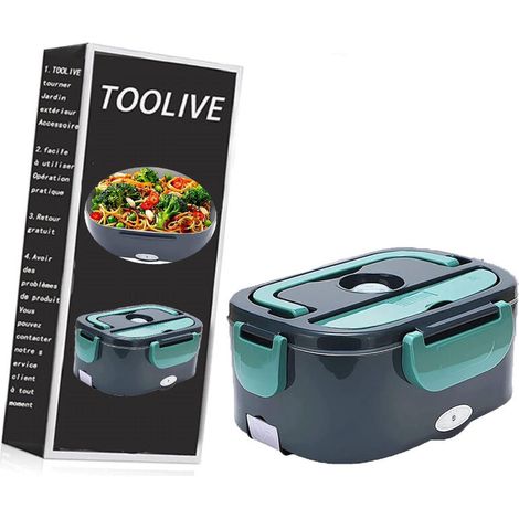 Lunch Box Chauffante Electrique Gamelle Chauffante 1.5 L Boîte Chauffante Repas en Acier Inoxydable 3 en 1 Lunchbox Isotherme 12V 24V 220V Lunch Box Chauffant pour Voiture Camion Bureau-