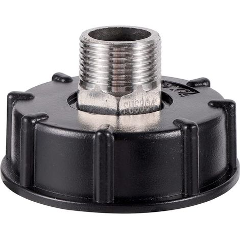 IBC S60X6 adaptateur de réservoir d'eau filetage grossier avec raccord de tuyau raccords de bec de valve en acier inoxydable (3/4" Filetage extérieur) (1/5)