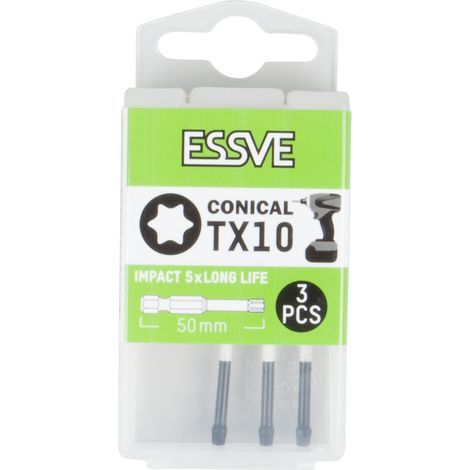 Punte per avvitatore a impulsi ESSVE IMPACT TX10, 50 mm, 3 pezzi (1/2)