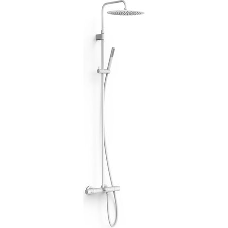 Ensemble de robinet thermostatique mural à 3 voies pour baignoire et douche Blanc mat - TRES 19031202BM (1/2)