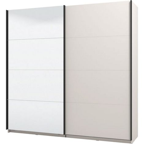 Armario Gran Lagos, Ropero Habitación, Perchero, 2 Estantes, Puerta Corredera, 220x217.5h cm Blanco Crema