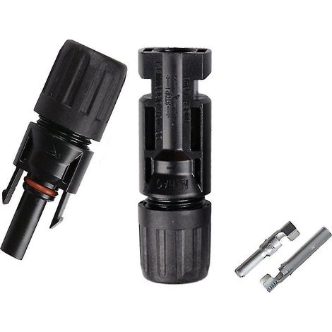 Packung mit 3 Paar MC4-Doppelring-Steckverbindern (Stecker/Buchse), wasserdicht, für Solarmodulkabel, schwarz (1/5)