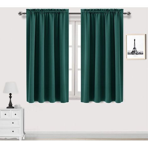 Lot de 2 Rideaux Opaque Passe Tringle pour Petite Fenêtre Chambre Cuisine Placard Porte, L96 x H137cm, Beige (1/4)