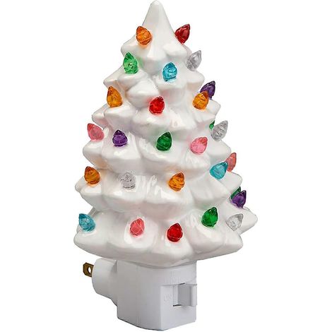 Weihnachtsbaum-Nachtlicht aus Keramik, dekoratives Stecker-Nachtlicht, Weihnachtsdeko für Nachttische, Arbeitszimmer